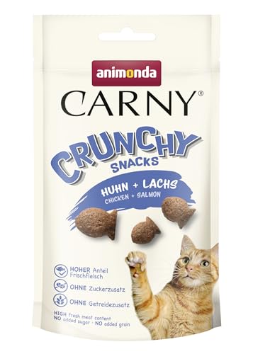 animonda Carny Crunchy Snacks, Katzen Leckerli Huhn & Lachs (10 x 50g), knuspriger Premium Katzensnack für erwachsene Katzen mit viel Fleisch, ohne Getreide und Zucker von animonda Carny