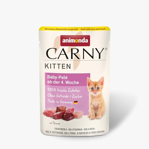 animonda Carny Katzen Nassfutter Kitten Baby-Paté (12 x 85g), Kitten getreidefreies Katzennassfutter ohne Zucker für wachsende Kätzchen bis 1 Jahr von animonda Carny