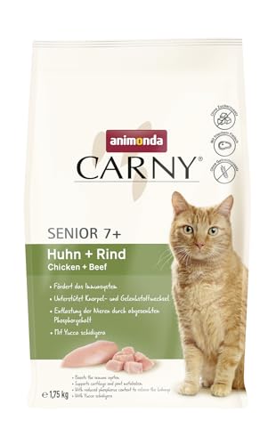animonda Carny Katzen Trockenfutter mit Huhn + Rind (1 x 1,75kg), Trockenfutter für Senior Katzen ohne Zucker und Getreide, mit viel frischem Fleisch vom Huhn und mit Rinderprotein von animonda Carny
