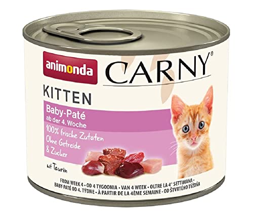 animonda Carny Katzen Nassfutter Kitten Baby-Paté (12 x 200g), Kitten getreidefreies Katzennassfutter ohne Zucker für wachsende Kätzchen bis 1 Jahr, mit frischen Zutaten animonda Carny Katzen Nassfutter Kitten Baby-Paté (12 x 200g), Kitten getreidefreies Katzennassfutter ohne Zucker für wachsende Kätzchen bis 1 Jahr, mit frischen Zutaten von animonda Carny