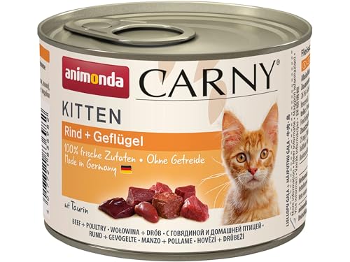 animonda Carny Katzen Nassfutter Kitten Geflügel Cocktail (12 x 200g), Kitten getreidefreies Katzennassfutter ohne Zucker für wachsende Kätzchen bis 1 Jahr, mit frischen Zutaten animonda Carny Katzen Nassfutter Kitten Geflügel Cocktail (12 x 200g), Kitten getreidefreies Katzennassfutter ohne Zucker für wachsende Kätzchen bis 1 Jahr, mit frischen Zutaten von animonda Carny