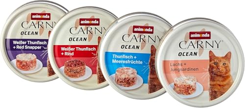 animonda Carny Adult Ocean Meeresvielfalt Nr. 1 (12 x 80 g), Katzennassfutter für ausgewachsene Katzen, Nassfutter mit zartem Fischfilet, Katzenfutter ohne Getreide und Zucker von animonda Carny