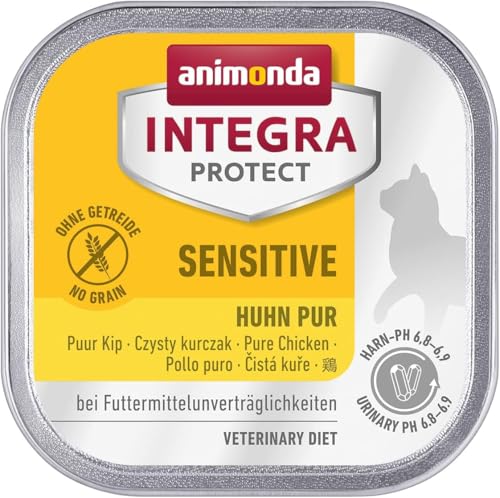 animonda INTEGRA PROTECT Sensitive Huhn Pur (16 x 100 g), Katzen Diätfutter bei Futtermittelallergie, sensitives Katzenfutter für allergische Katzen, Katzennassfutter ohne Getreide von Animonda Integra Protect