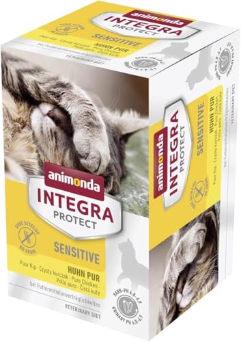 animonda INTEGRA PROTECT Sensitive Huhn Pur (6 x 100 g), Katzen Diätfutter bei Futtermittelallergie, sensitives Katzenfutter für allergische Katzen, Katzennassfutter ohne Getreide von Animonda Integra Protect