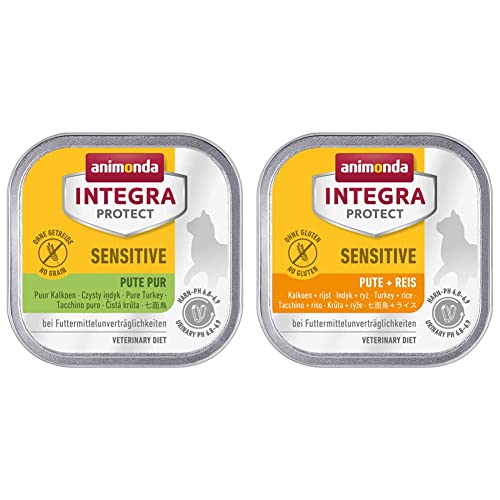 animonda Integra Protect Katze Sensitive,16 x 100 g & Katze Sensitive, Diät Katzenfutter, Nassfutter bei Futtermittelallergie, Pute + Reis, 16 x 100 g von Animonda Integra Protect