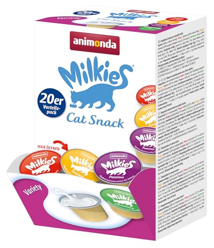 animonda Milkies Katzensnack mit Milch - Mix Variety (4 x 20 Cups á 15 g), portinierte Milch Katzensnacks für erwachsene Katzen von animonda Milkies
