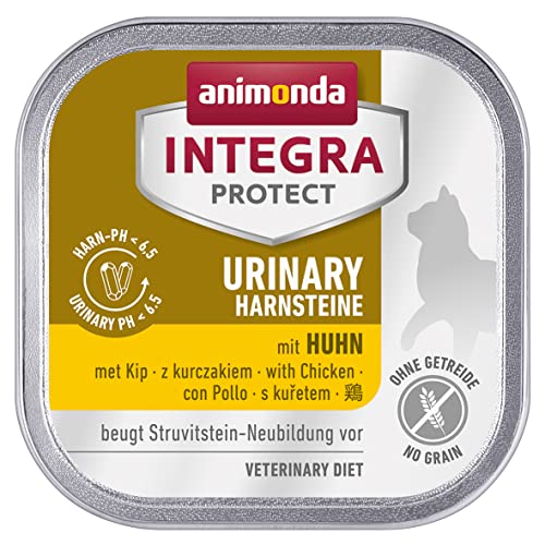 animonda INTEGRA PROTECT Urinary Oxal mit Huhn (16 x 100 g), Katzen Diätfutter bei Harnsteinen, Katzenfutter verringert die Bildung von Oxalsteinen, Nassfutter für Katzen ohne Getreide von Animonda Integra Protect