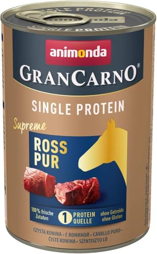 animonda GranCarno Hunde Nassfutter Single Protein Ross pur (6 x 400g), getreidefreies Hundenassfutter ohne Zucker, für ausgewachsene Hunde, mit frischen fleischigen Zutaten von Grancarno