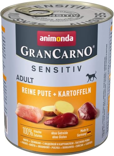 animonda GranCarno Hunde Nassfutter Sensitiv Reine Pute + Kartoffeln (6 x 800g), getreidefreies Hundenassfutter ohne Zucker, für ausgewachsene Hunde, mit frischen fleischigen Zutaten animonda GranCarno Hunde Nassfutter Sensitiv Reine Pute + Kartoffeln (6 x 800g), getreidefreies Hundenassfutter ohne Zucker, für ausgewachsene Hunde, mit frischen fleischigen Zutaten von Grancarno