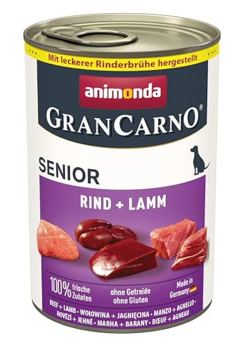 animonda GranCarno Hunde Nassfutter Senior mit Rind + Lamm (6 x 400g), getreidefreies Hundenassfutter ohne Zucker für älterere Hunde ab 7 Jahren mit frischen fleischigen Zutaten animonda GranCarno Hunde Nassfutter Senior mit Rind + Lamm (6 x 400g), getreidefreies Hundenassfutter ohne Zucker für älterere Hunde ab 7 Jahren mit frischen fleischigen Zutaten von Grancarno