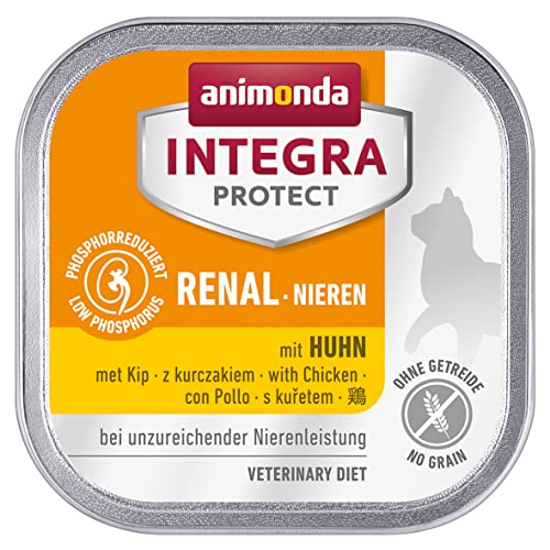 INTEGRA PROTECT Katzenfutter nass Renal (Nieren) Huhn (16 x 100g), vom Tierarzt empfohlen bei Niereninsuffizienz, mit Veterinären entwickeltes Ergänzungsfutter für erwachsene Katzen von animonda von Animonda Integra Protect