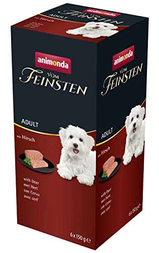 animonda vom Feinsten Hundefutter nass mit Hirsch (6 x 150g), getreidefreies Hundefutter ohne Zucker, mit frischen, fleischigen Zutaten von animonda Vom Feinsten