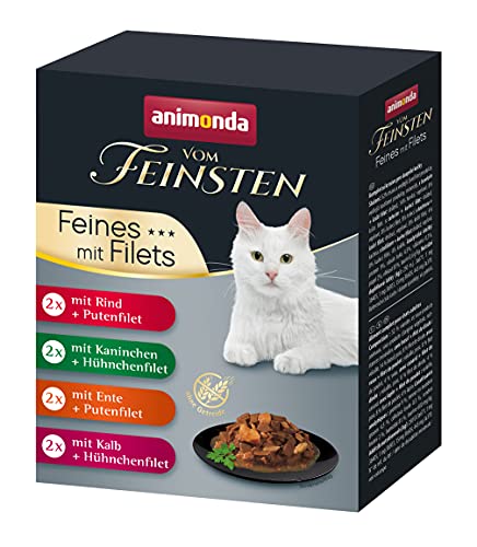 animonda vom Feinsten Katzennassfutter Selection mit Filets, 8 Portionsbeutel (8 x 85 g), getreidefreies Katzenfutter nass ohne Zucker, mit fleischigen Zutaten, Sortenmix von animonda Vom Feinsten