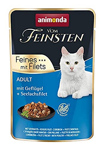 animonda vom Feinsten mit Filets, Katzenfutter nass mit Geflügel + Seelachsfilet, 18 Portionsbeutel (18 x 85g), getreidefreies Katzen Nassfutter ohne Zucker, mit fleischigen Zutaten animonda vom Feinsten mit Filets, Katzenfutter nass mit Geflügel + Seelachsfilet, 18 Portionsbeutel (18 x 85g), getreidefreies Katzen Nassfutter ohne Zucker, mit fleischigen Zutaten von animonda Vom Feinsten
