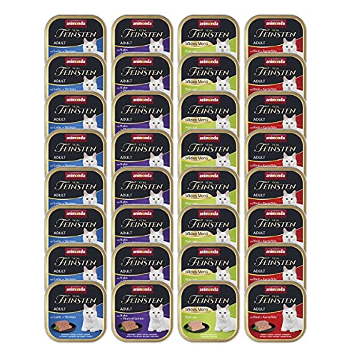 animonda Vom Feinsten Adult Fisch & Fleisch Vielfalt (32 x 100 g), Nassfutter für ausgewachsene Katzen, Katzenfutter ohne Getreide und Zucker, fein-stückige Pasteten von animonda Vom Feinsten