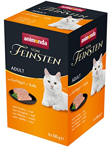 animonda vom Feinsten Katzenfutter nass mit Geflügel + Kalb (6 x 100g), getreidefreies Katzenfutter nass ohne Zucker, mit frischen, fleischigen Zutaten animonda vom Feinsten Katzenfutter nass mit Geflügel + Kalb (6 x 100g), getreidefreies Katzenfutter nass ohne Zucker, mit frischen, fleischigen Zutaten von animonda Vom Feinsten