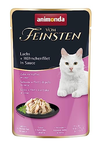 animonda vom Feinsten Katzenfutter nass mit Lachs + Hühnchenfilet in Sauce (18 x 50g), getreidefreies Katzenfutter nass ohne Zucker, mit frischen, fleischigen Zutaten animonda vom Feinsten Katzenfutter nass mit Lachs + Hühnchenfilet in Sauce (18 x 50g), getreidefreies Katzenfutter nass ohne Zucker, mit frischen, fleischigen Zutaten von animonda Vom Feinsten