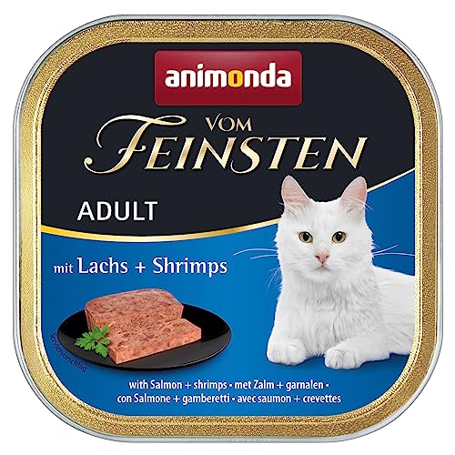 Animonda vom feinsten Nassfutter Katze Adult - mit Lachs + Shrimps 32 x 100g - hochwertiges premiere Katzenfutter Nass getreidefrei - Katze Katzen Nassfutter für Katzen Katzennassfutter Katzen Futter von animonda Vom Feinsten