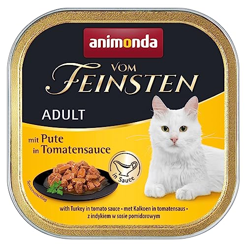 animonda vom Feinsten Katzenfutter nass mit Lachs in Kräutersauce (32 x 100g), getreidefreies Katzenfutter nass ohne Zucker, mit frischen, fleischigen Zutaten von animonda Vom Feinsten