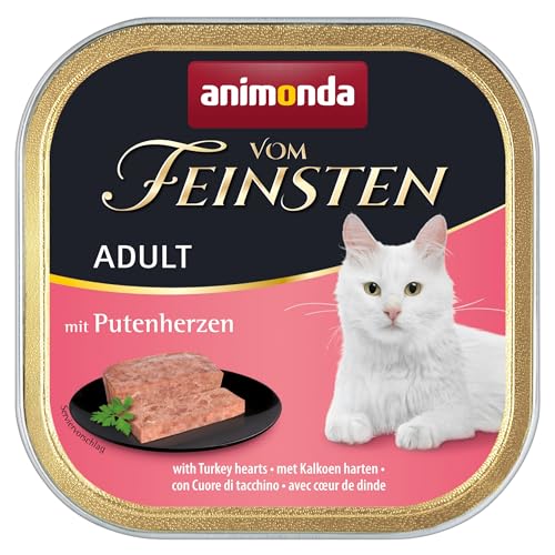 animonda vom Feinsten Katzenfutter nass mit Putenherzen (32 x 100g), getreidefreies Katzenfutter nass ohne Zucker, mit frischen, fleischigen Zutaten von animonda Vom Feinsten