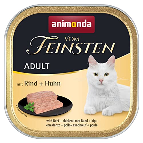 animonda vom Feinsten Katzenfutter nass mit Hühnchenleber (32 x 100g), getreidefreies Katzenfutter nass ohne Zucker, mit frischen, fleischigen Zutaten von animonda Vom Feinsten