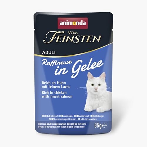 animonda Vom Feinsten Adult Raffinesse Katzenfutter in Gelee mit Huhn und Lachs (24 x 85 g), Nassfutter mit Taurin und Vitamin D3, ohne Zusatz von Soja, Zucker und Konservierungsstoffen von animonda Vom Feinsten