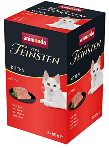 animonda Vom Feinsten Kitten, Nassfutter für wachsende Katzen im ersten Lebensjahr, mit Rind, 6 x 100 g von animonda Vom Feinsten