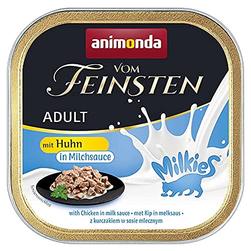animonda vom Feinsten Katzenfutter nass Milkies Huhn in Milchsauce (32 x 100g), getreidefreies Katzen Nassfutter ohne Zucker, mit frischen, fleischigen Zutaten von animonda milkies Milchkern
