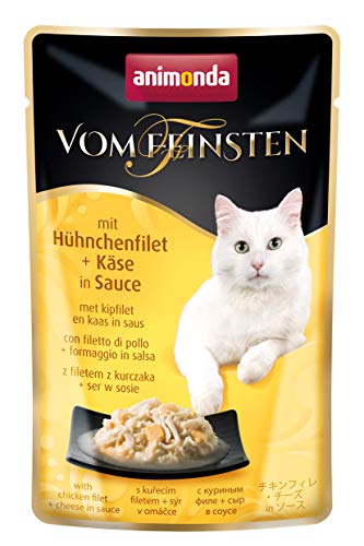 animonda vom Feinsten Katzenfutter nass mit Hühnchenfilet + Käse (18 x 50g), getreidefreies Katzenfutter nass ohne Zucker, mit frischen, fleischigen Zutaten von animonda Vom Feinsten