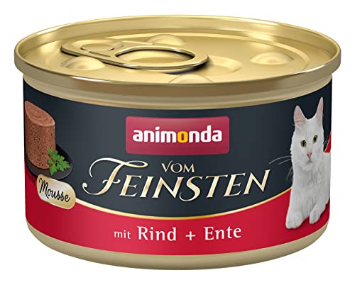 animonda vom Feinsten Mousse Katzenfutter nass Rind + Ente (12 x 85g), getreidefreies Katzenfutter nass ohne Zucker, mit frischen, fleischigen Zutaten von animonda Vom Feinsten
