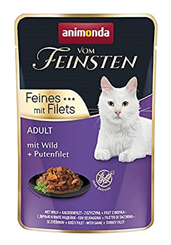 animonda vom Feinsten mit Filets, Katzenfutter nass mit Wild + Putenfilet, 18 Portionsbeutel (18 x 85g), getreidefreies Katzen Nassfutter ohne Zucker, mit fleischigen Zutaten animonda vom Feinsten mit Filets, Katzenfutter nass mit Wild + Putenfilet, 18 Portionsbeutel (18 x 85g), getreidefreies Katzen Nassfutter ohne Zucker, mit fleischigen Zutaten von animonda Vom Feinsten