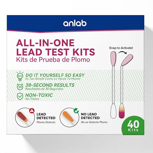 ANLAB™ Bleitest-Kit;Schnelle Ergebnisse in weniger als 30 Sekunden;All-in-One, kein Essig erforderlich;Überprüfen Sie Blei in lackierten Oberflächen, Holz, Metall oder mehr als Einweg-Baumwolltupfer von anlab