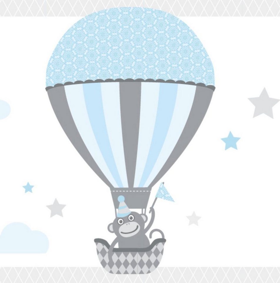 anna wand Bordüre Kinderzimmer - Hot Air Balloons - Heißluftballons - hellblau/grau - selbstklebend, Tiere, selbstklebend von anna wand