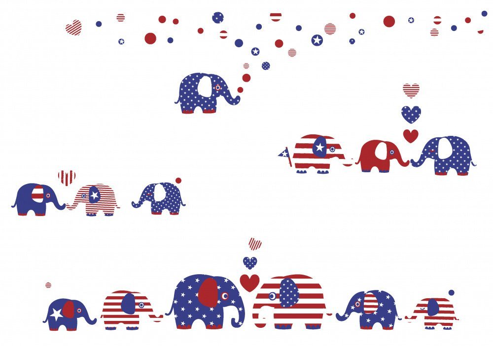 anna wand Wandsticker United Elephants - Elefanten Stars & Stripes blau / weiß / rot - Wandtattoos Kinderzimmer - Wanddeko von anna wand