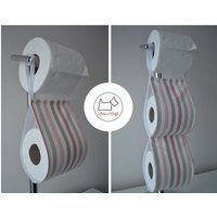 Stoff Toilettenpapierhalter Wohnwagenablage Für 1 Oder 2 Rolle - Weiß Mit Rosa Und Braunen Streifen Stoff Toilettenpapierhalter Wohnwagenablage Für 1 Oder 2 Rolle - Weiß Mit Rosa Und Braunen Streifen von annascraft1