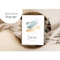 Personalisierte Zeugnismappe Blau Aquarell Geschenkidee Einschulung Schulkind Junge Mädchen Mappe Für Zeugnisse Sp 0150 von annaundfelix
