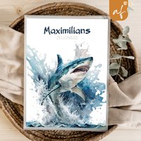 Personalisierte Zeugnismappe Hai Blau Geschenkidee Einschulung Schulkind Junge Mädchen Mappe Für Zeugnisse Sp 0180 von annaundfelix