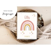 Personalisierte Zeugnismappe Regenogen Rosa Geschenkidee Einschulung Schulkind Junge Mädchen Mappe Für Zeugnisse Sp 0138 von annaundfelix