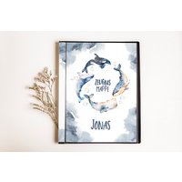 Personalisierte Zeugnismappe Wal Meer Geschenkidee Einschulung Schulkind Junge Mädchen Mappe Für Zeugnisse Sp 0063 von annaundfelix