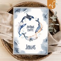 Personalisierte Zeugnismappe Wal Meer Meerestiere Geschenkidee Einschulung Schulkind Junge Mädchen Mappe Für Zeugnisse Sp 0127 von annaundfelix
