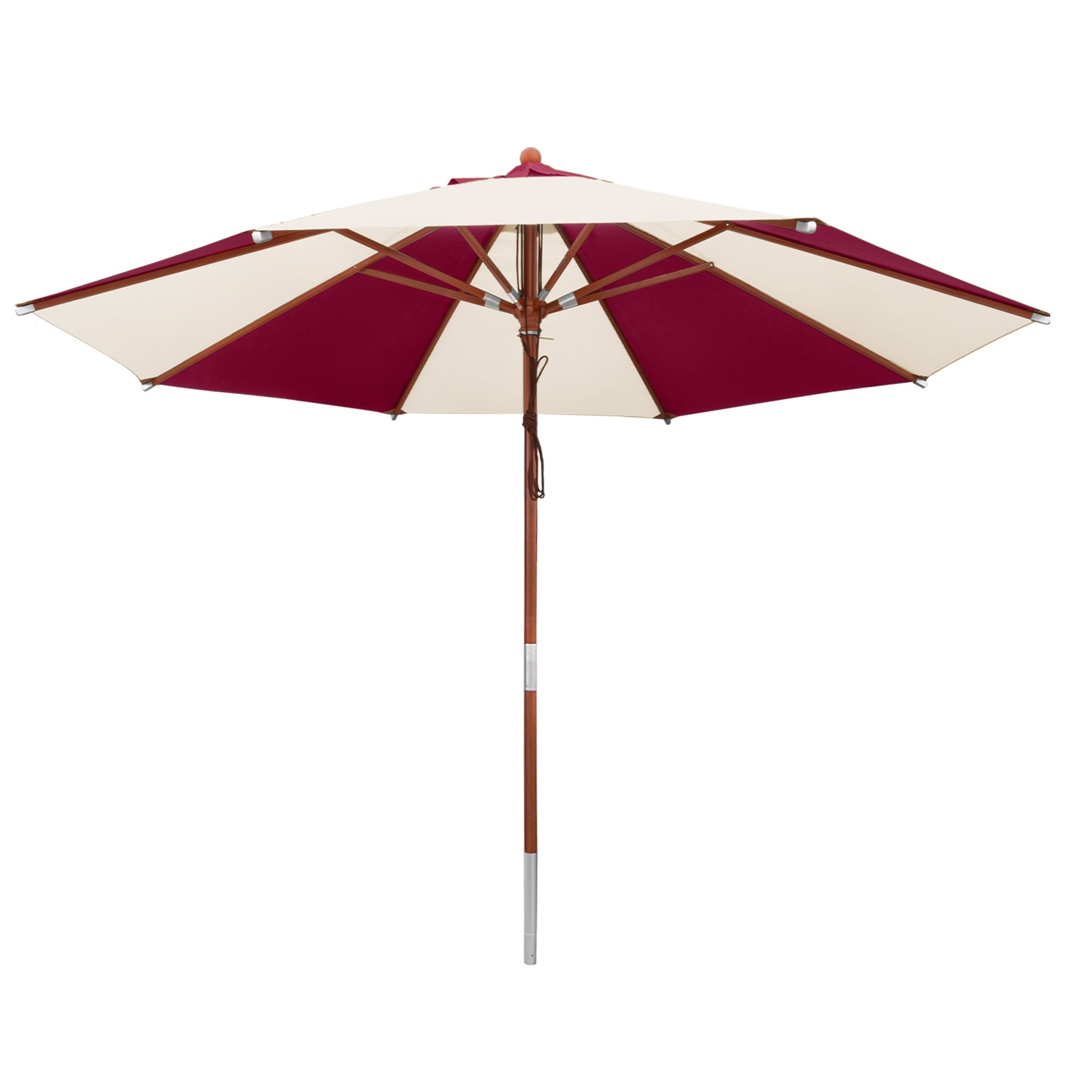 3,5 m | Natural Burgundy gestreift - anndora® Sonnenschirm 3m 50cm rund Natural Burgundy gestreift Beach Muster von anndora-sonnenschirm.de