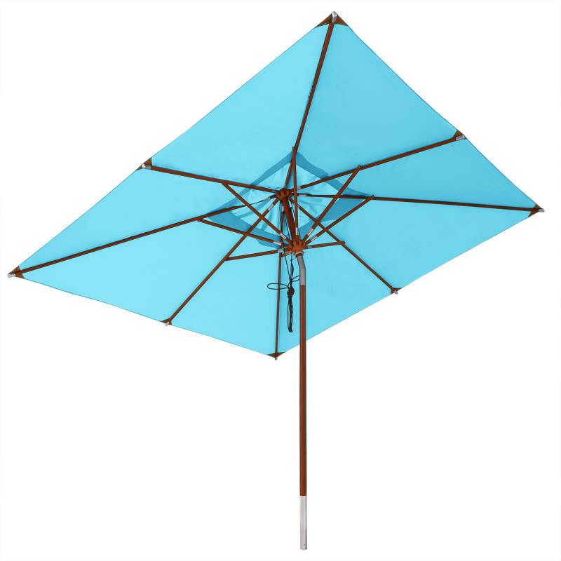Himmelblau - anndora Sonnenschirm mit Holz Knickbar 3x3m mit Dreh-Kipp-Mechanismus Himmelblau Hellblau von anndora-sonnenschirm.de