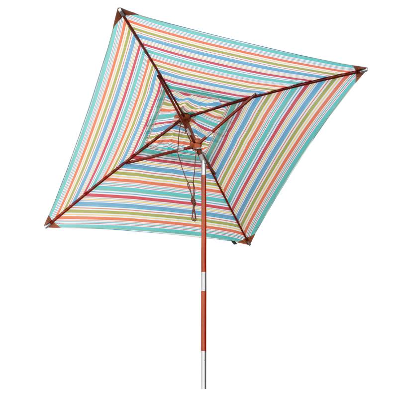 Knick 2x2 m eckig - anndora Balkonschirm mit Holz knickbar 200x200cm eckig gestreift 7 Farben von anndora-sonnenschirm.de