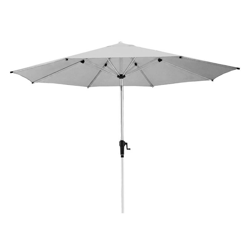 Silber Grau - anndora Alu Sonnenschirm 350 cm rund - hellgrau -8 Streben Kurbelsystem - gebürsteter Aluminium Stamm 48mm stark - integriertes Winddach von anndora-sonnenschirm.de