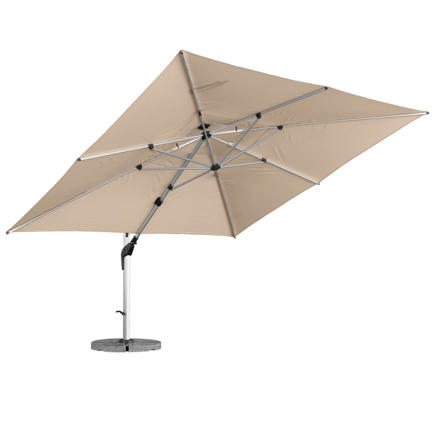 mit Granitplatten - anndora Ampelschirm Aluminium beige melange 4x4m quadratisch - 360º drehbar - komplett schwenkbar neigbar - inklusive 4 Granitplatten mit Granitplatten - anndora Ampelschirm Aluminium beige melange 4x4m quadratisch - 360º drehbar - komplett schwenkbar neigbar - inklusive 4 Granitplatten von anndora-sonnenschirm.de