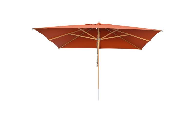 anndora-sonnenschirm Sonnenschirm 4x4 Meter quadratischer Schirm Holz Buche FSC zertifiziert, LxB: 400x400 cm, beschichteter schmutzabweisender Stoff - Seilzugmechanismus von anndora-sonnenschirm