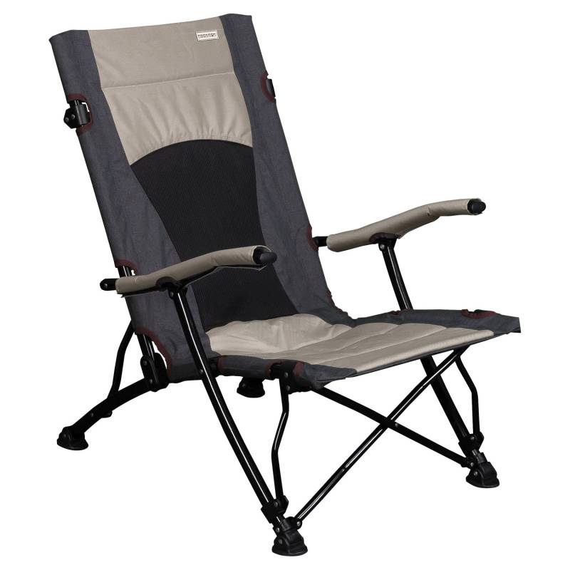 Campingstuhl Strandstuhl mit tiefer Sitzhöhe beige grau bis 150 kg - Sitzhöhe 32 cm - Tragetasche von anndora