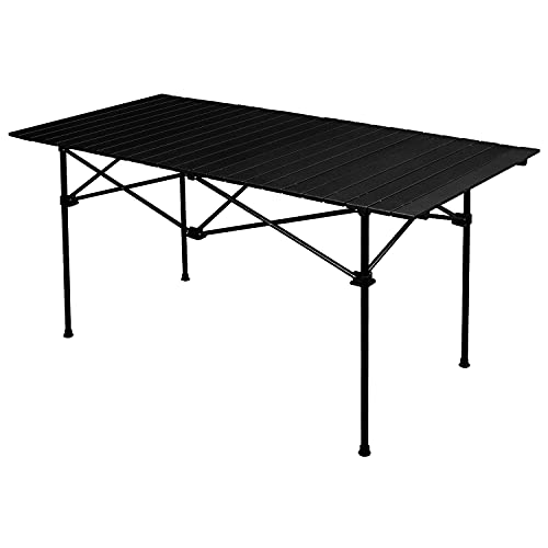 anndora Campingtisch rechteckig 140 cm x 70 cm für 6 Personen faltbar Tischfläche Aluminium - schwarz von anndora