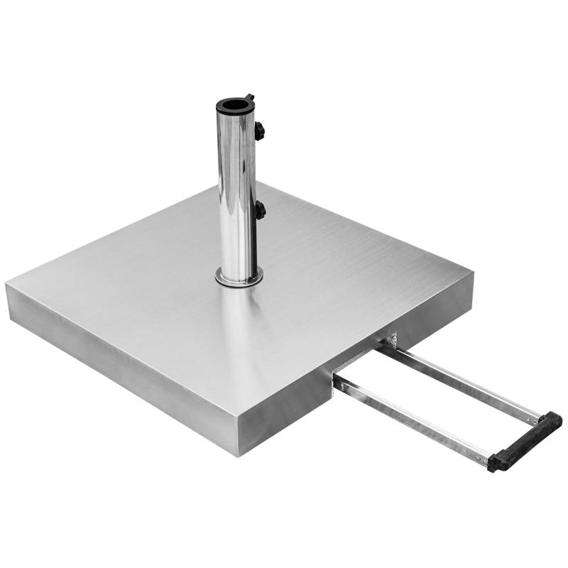 Sonnenschirmständer anndora 55kg rollbarquadratisch mit Handgriff max. 48mm Stamm + Edelstahlhaube + Adapter Ringe von anndora