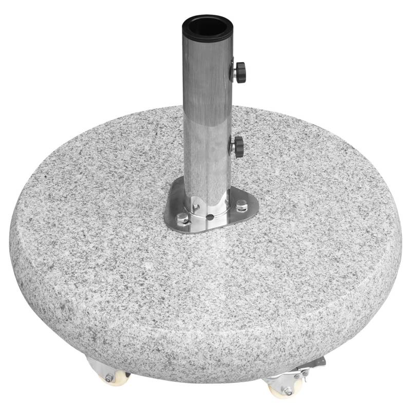 anndora® Sonnenschirmständer rund 70 kg hellgrau poliert 360 Grad Rollen + Flanschrohr - Aufbau dabei mit Video von anndora